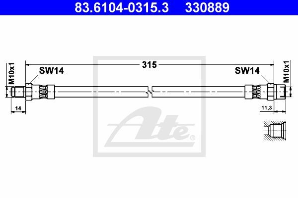 Тормозной шланг 83.6104-0315.3 ATE