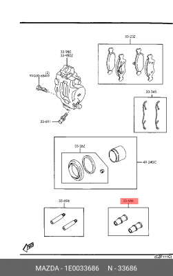 Комплект направляющей гильзы 1E0033686 MAZDA