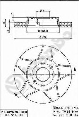 Тормозной диск 09.7292.77 BREMBO