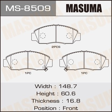 Колодки тормозные дисковые MS8509 MASUMA
