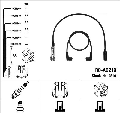 Ккомплект проводов зажигания RCAD219 NGK NTK