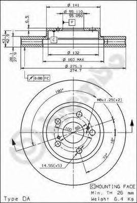 Тормозной диск 09.6708.10 BREMBO