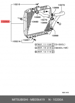 Радиатор охлаждения ДВС (комплект с электромотором) MB356419 MITSUBISHI