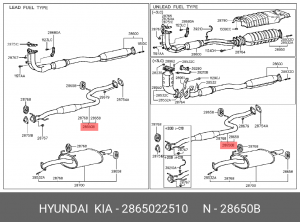 Средний глушитель выхлопных газов 2865022510 HYUNDAI KIA