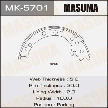 Колодки тормозные барабанные MK5701 MASUMA
