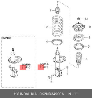Амортизатор подвески 0K2ND34900A HYUNDAI KIA