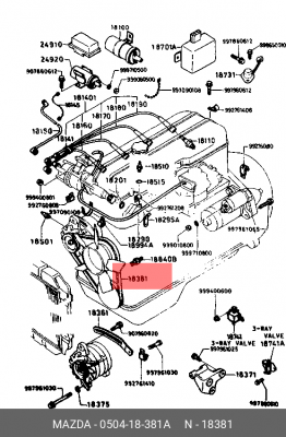 Клиновой ремень 0504-18-381A MAZDA