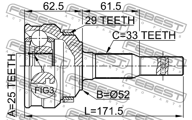 ШРУС 1810-176A29 FEBEST