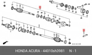Шарнирный комплект, приводной вал 44010-SH3-981 HONDA