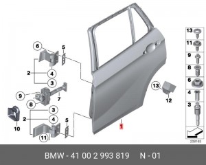 Дверь задняя 41 00 2 993 819 BMW