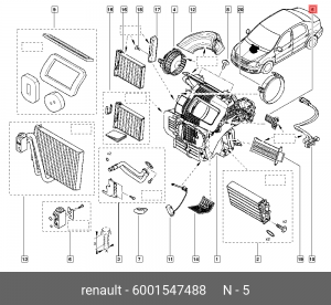 Элементы управления, кондиционер 6001547488 RENAULT