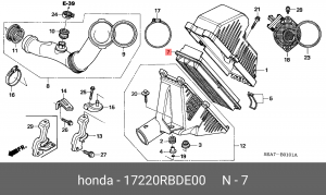 Воздушный фильтр 17220RBDE00 HONDA