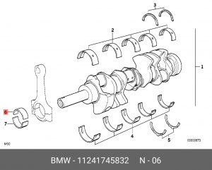 Вкладыши коренные коленвала 11 24 1 745 832 BMW