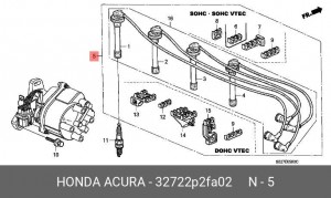 Ккомплект проводов зажигания 32722P2FA02 HONDA