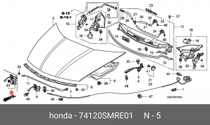 Замок капота 74120SMRE01 HONDA
