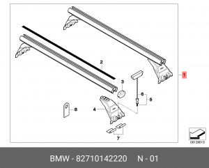 Багажник - рейлинг поперечный на крышу 82 71 0 142 220 BMW