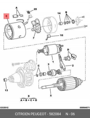 Обмотка возбуждения, стартер 5820.84 CITROEN PEUGEOT