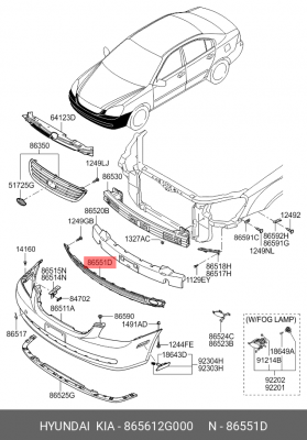 Решетка бампера 865612G000 HYUNDAI KIA
