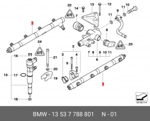 Распределительный трубопровод, топливо 13 53 7 788 801 BMW