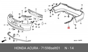 Кронштейн крепления бампера 71598SELT01 HONDA