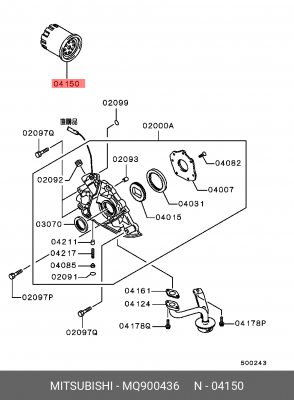 Фильтр масляный двигателя MQ900436 MITSUBISHI