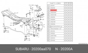Рычаг независимой подвески колеса, подвеска колеса 20200AA070 SUBARU