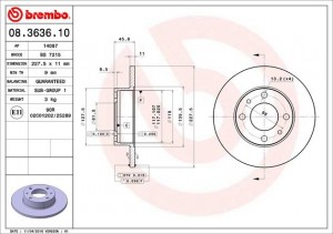 Тормозной диск 08.3636.10 BREMBO