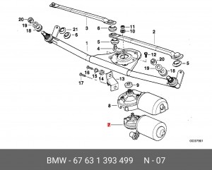 Двигатель стеклоочистителя 67 63 1 393 499 BMW