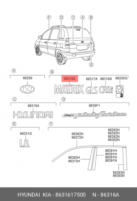 Эмблема 8631617500 HYUNDAI KIA