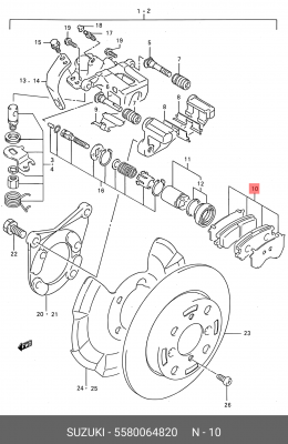 Комплект тормозных колодок, диско 5580064820 SUZUKI
