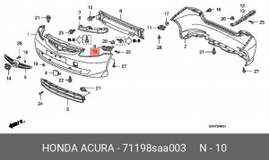 Кронштейн крепления бампера 71198SAA003 HONDA