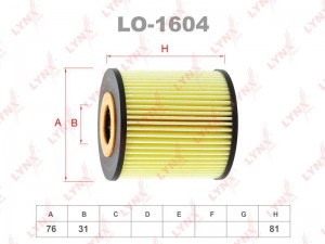 Фильтр масляный двигателя LO-1604 LYNXAUTO