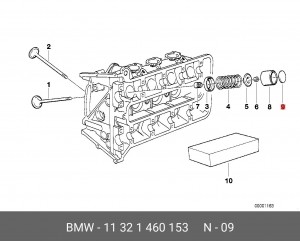 Регулировочная прокладка, зазор в клапанном приводе 11 32 1 460 153 BMW