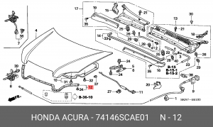 Уплотнитель капота 74146SCAE01 HONDA