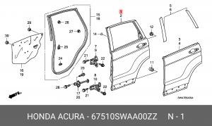 Дверь задняя 67510SWAA00ZZ HONDA