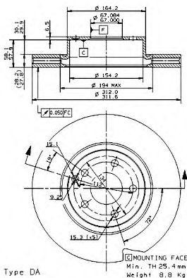 Тормозной диск 09.9481.10 BREMBO