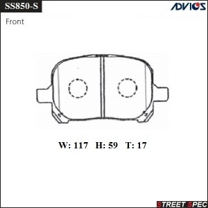 Колодки тормозные дисковые SS850-S ADVICS