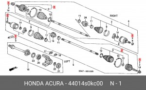 Шарнирный комплект, приводной вал 44014S0KC00 HONDA