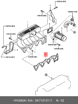 Прокладка впускного коллектора 0K71013111 HYUNDAI KIA