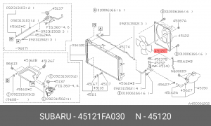 Вентилятор, охлаждение двигателя 45121FA030 SUBARU