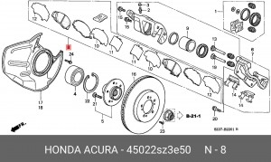 Комплект тормозных колодок, диско 45022-SZ3-E50 HONDA