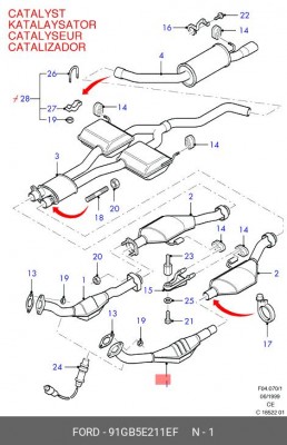 Катализатор 91GB-5E211-EF FORD