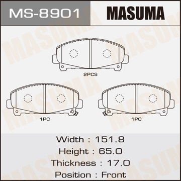 Колодки тормозные дисковые MS8901 MASUMA