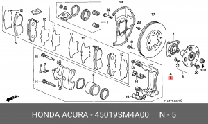 Тормозной суппорт 45019SM4A00 HONDA