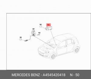 Датчик, продольное / поперечное ускорение A 454 542 04 18 MERCEDES BENZ