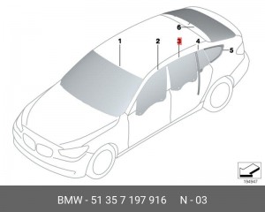 Стекло боковое 51 35 7 197 916 BMW