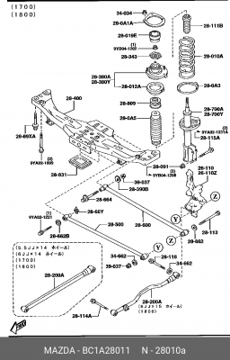 Пружина подвески BC1A28011 MAZDA