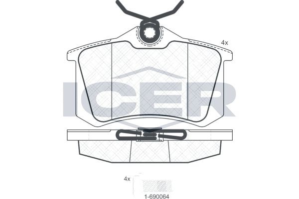Комплект тормозных колодок, диско 180697703 ICER
