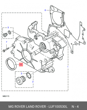 Уплотняющее кольцо, коленчатый вал LUF100530L LAND ROVER