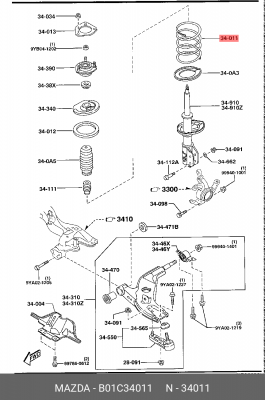 Пружина ходовой части B01C34011 MAZDA